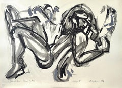 ICARUS I Signierte Lithographie, Abstrakte männliche Figur, griechische Mythologie, Schwarz, Grau