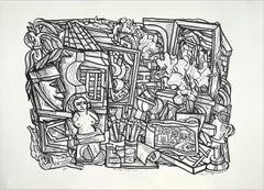 LANDSCAPE OF THE MIND Signed Lithograph, Memorabilia, Black and White Abstract