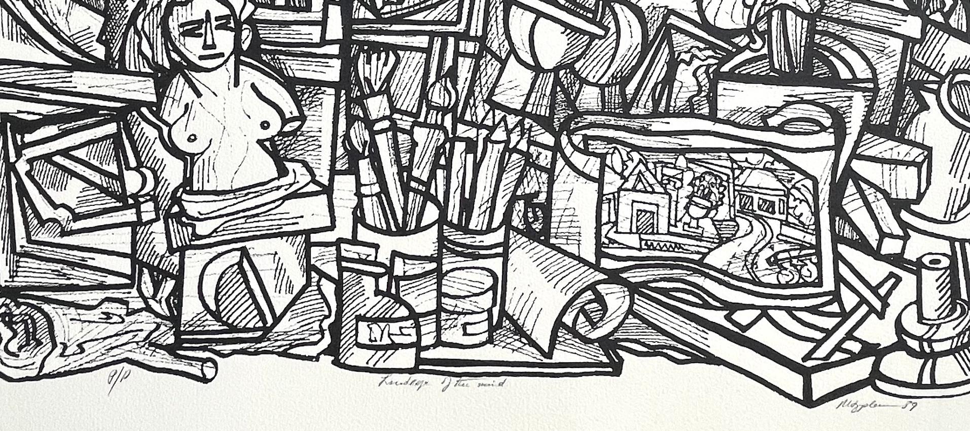 Landscapes of The Mind is an original hand drawn, limited edition lithograph by Marius Sznajderman(Born-Paris,France 1926-2018) printed in black ink on white archival Arches paper, 100% acid-free, using traditional hand lithography printmaking