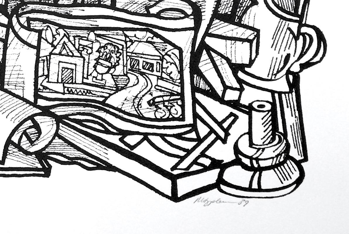 LANDSCAPE OF THE MIND Signed Lithograph, Memorabilia, Black and White Abstract For Sale 1