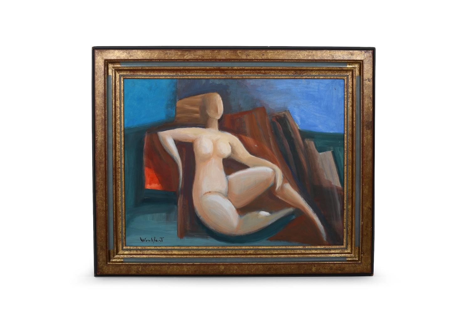 MARIUS WOULFART (1905-1991) Studie einer nackten Frau. Ölgemälde auf Holzplatte. Hochwertiger Rahmen. 1950er/60er Jahre oder früher. Originaler Rahmen. Unterschrieben.
Gemälde: 50,5 cm x 65 cm / inkl. Rahmen 66,5 cm x 81 cm