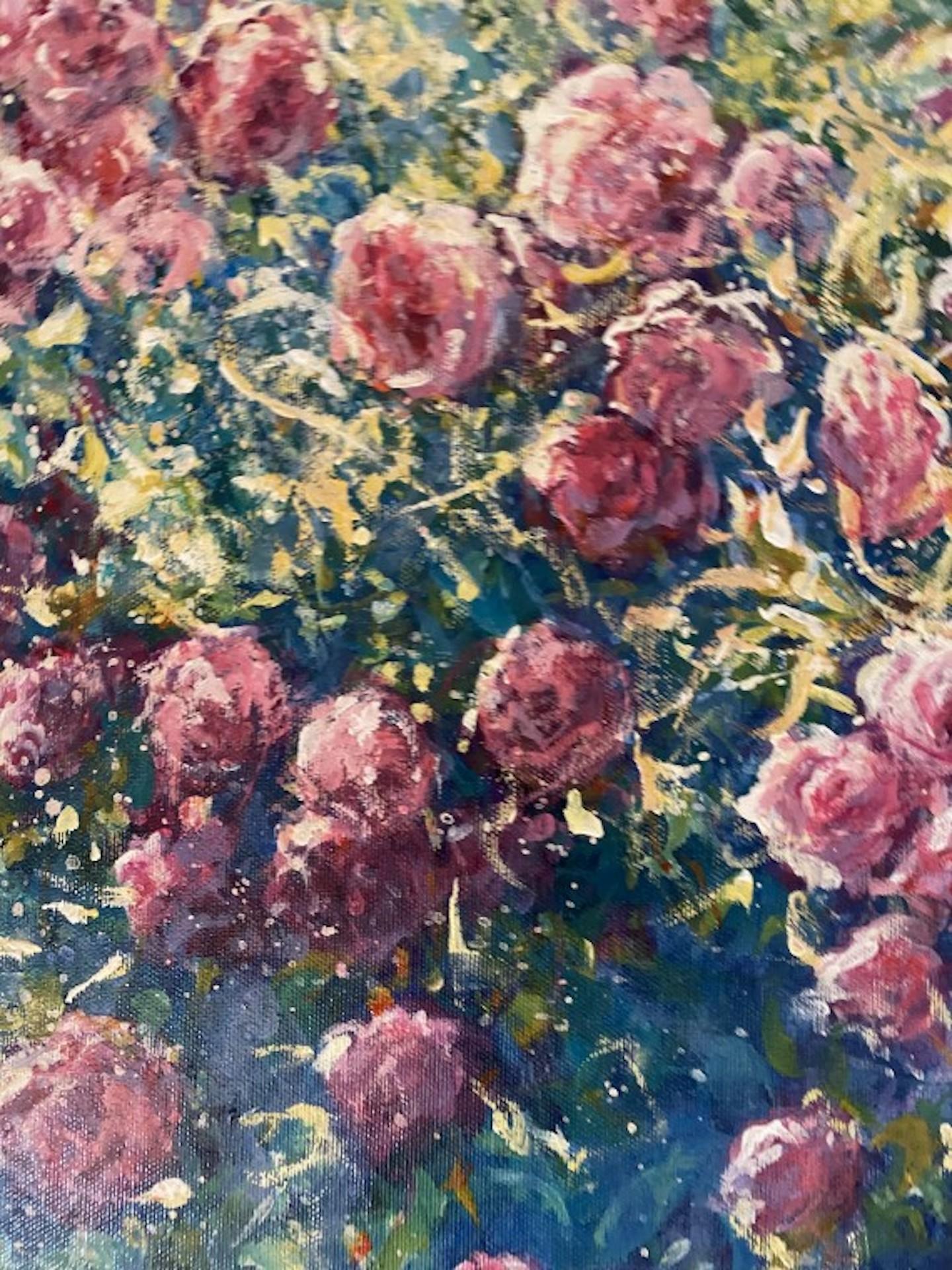 Abundance of Roses, Original-Landschaftsgemälde  Impressionistisches Gemälde im Angebot 1