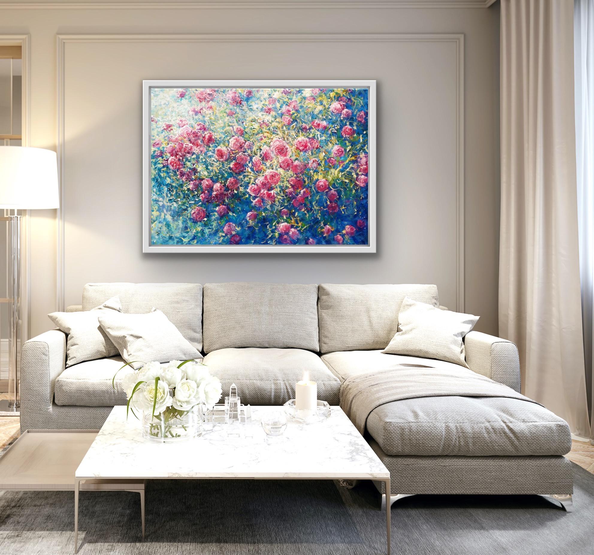 Abundance of Roses, Original-Landschaftsgemälde  Impressionistisches Gemälde im Angebot 2