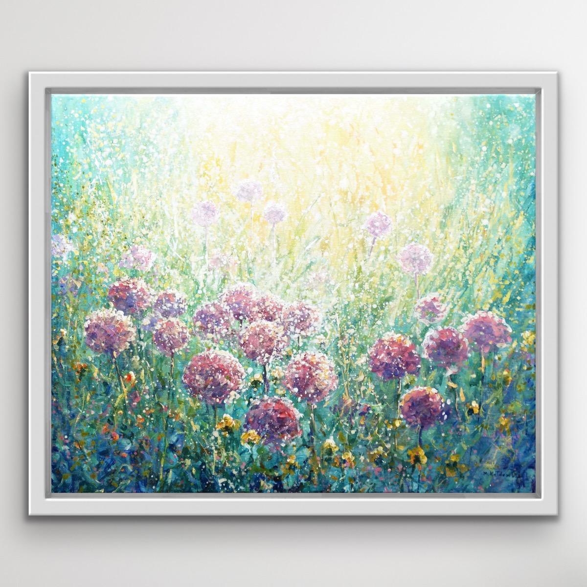 An impressionistic depiction of allium flowers , showing depth into the sunlight. This painting is painted on the side edges, ready to hang.
Mariusz Kaldowski is available online and in our gallery at Wychwood Art. In 1987 he graduated with an MA