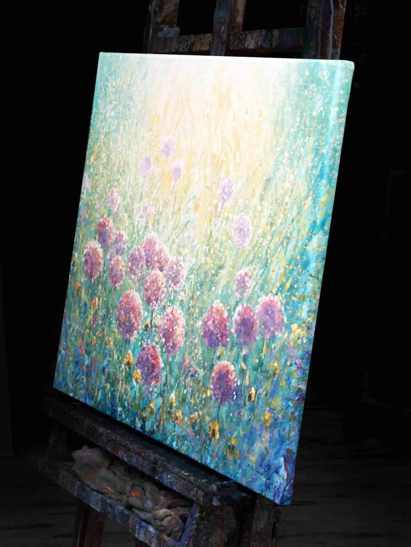 Allium, Original Floral Painting, Impressionist Painting, Spring Summer Art For Sale 1