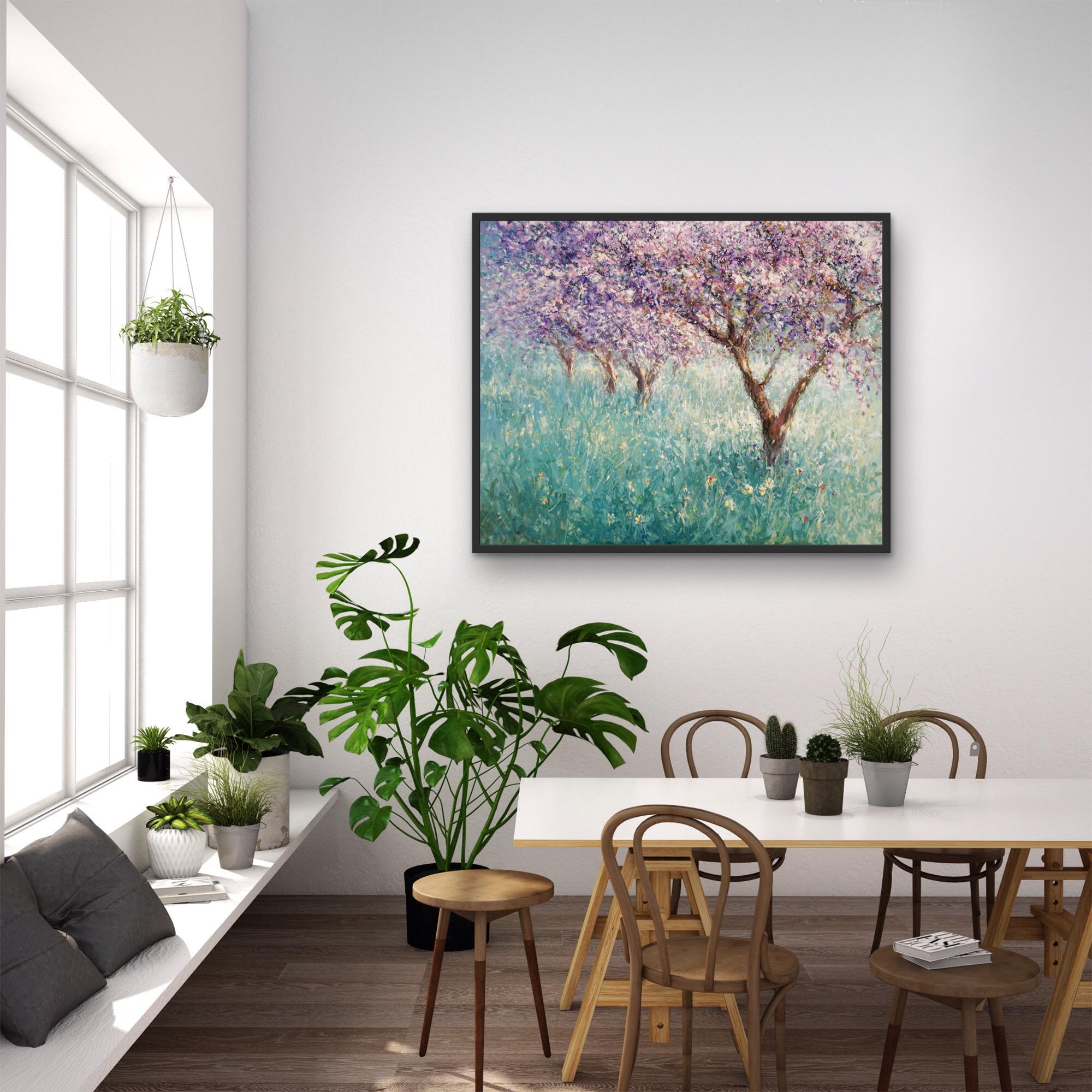 Mariusz Kaldowski, Cherry Trees, Original Contemporary Impressionist Painting For Sale 9