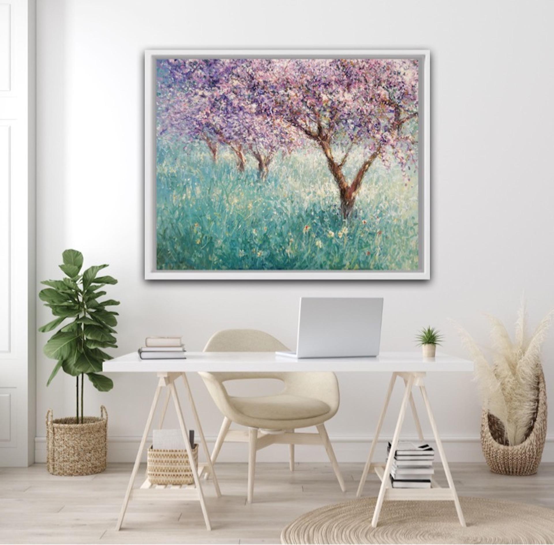 Mariusz Kaldowski, Cherry Trees, Original Contemporary Impressionist Painting For Sale 1