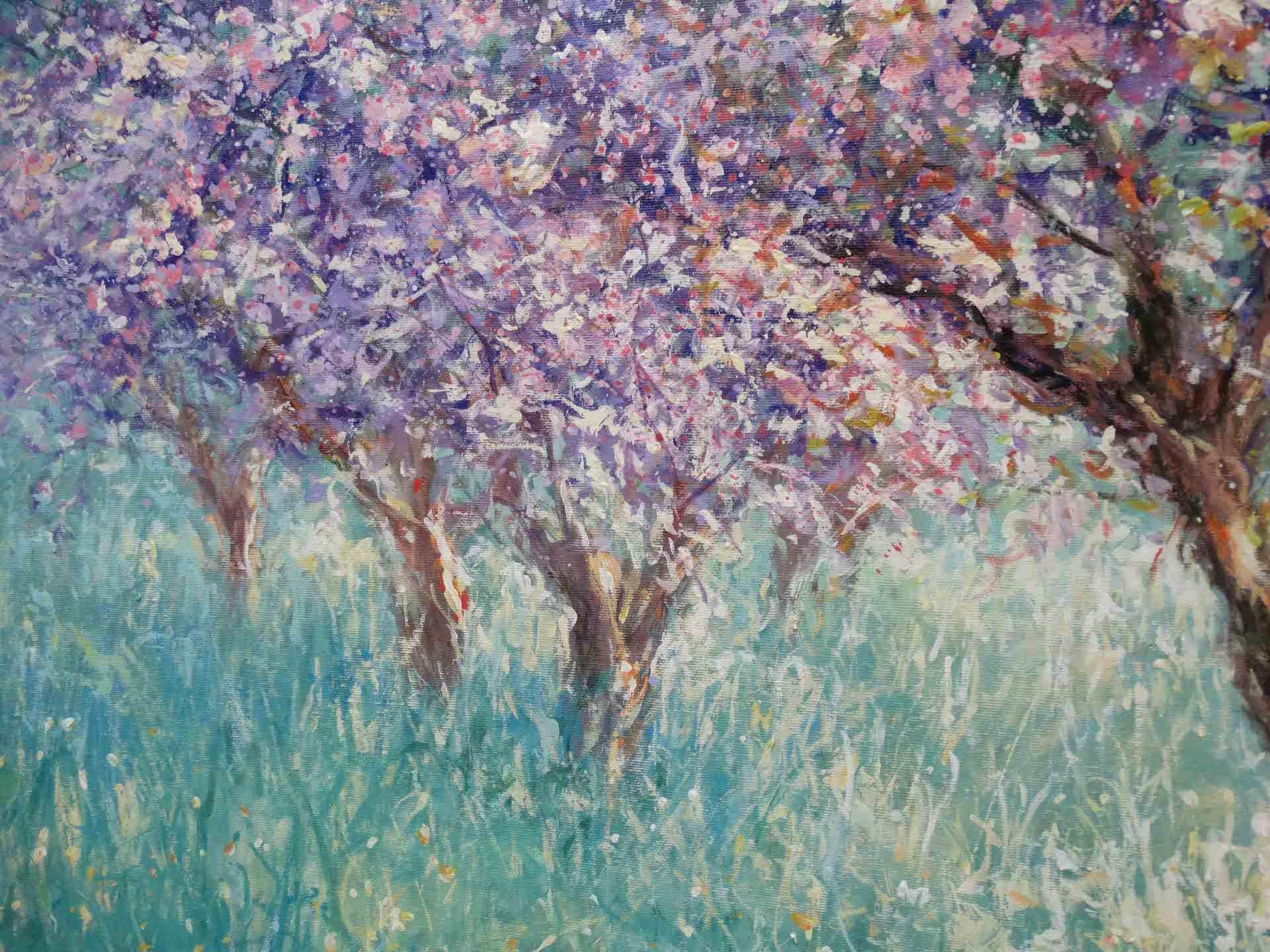 Mariusz Kaldowski, Cherry Trees, Original Contemporary Impressionist Painting 4