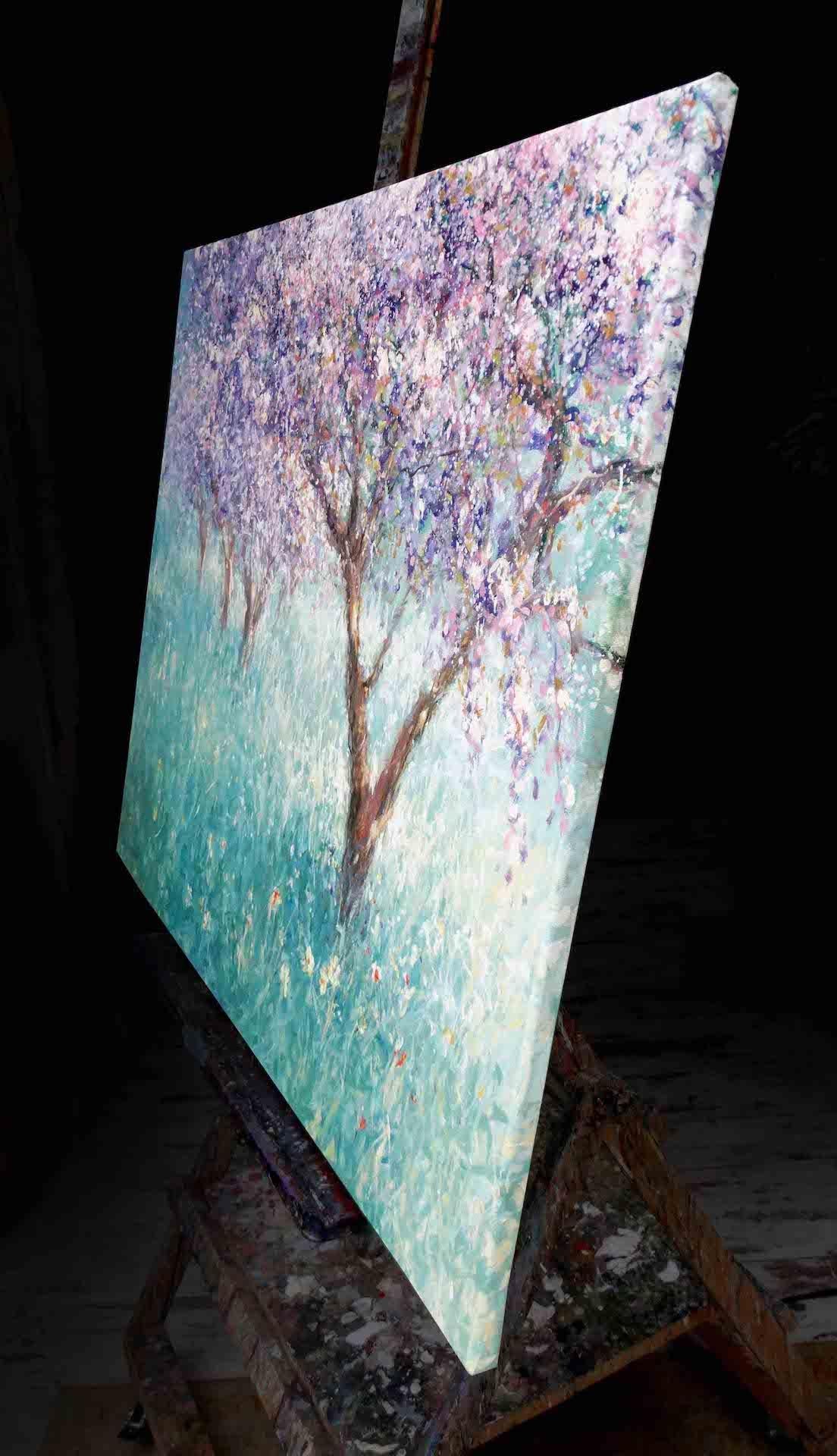 Mariusz Kaldowski, Cherry Trees, Original Contemporary Impressionist Painting For Sale 5