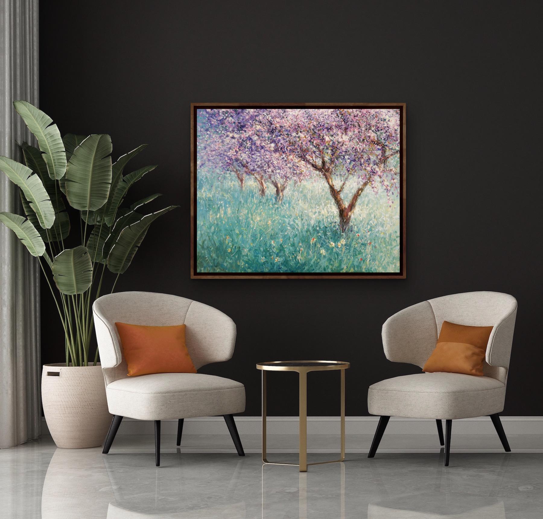 Mariusz Kaldowski, Cherry Trees, Original Contemporary Impressionist Painting For Sale 8