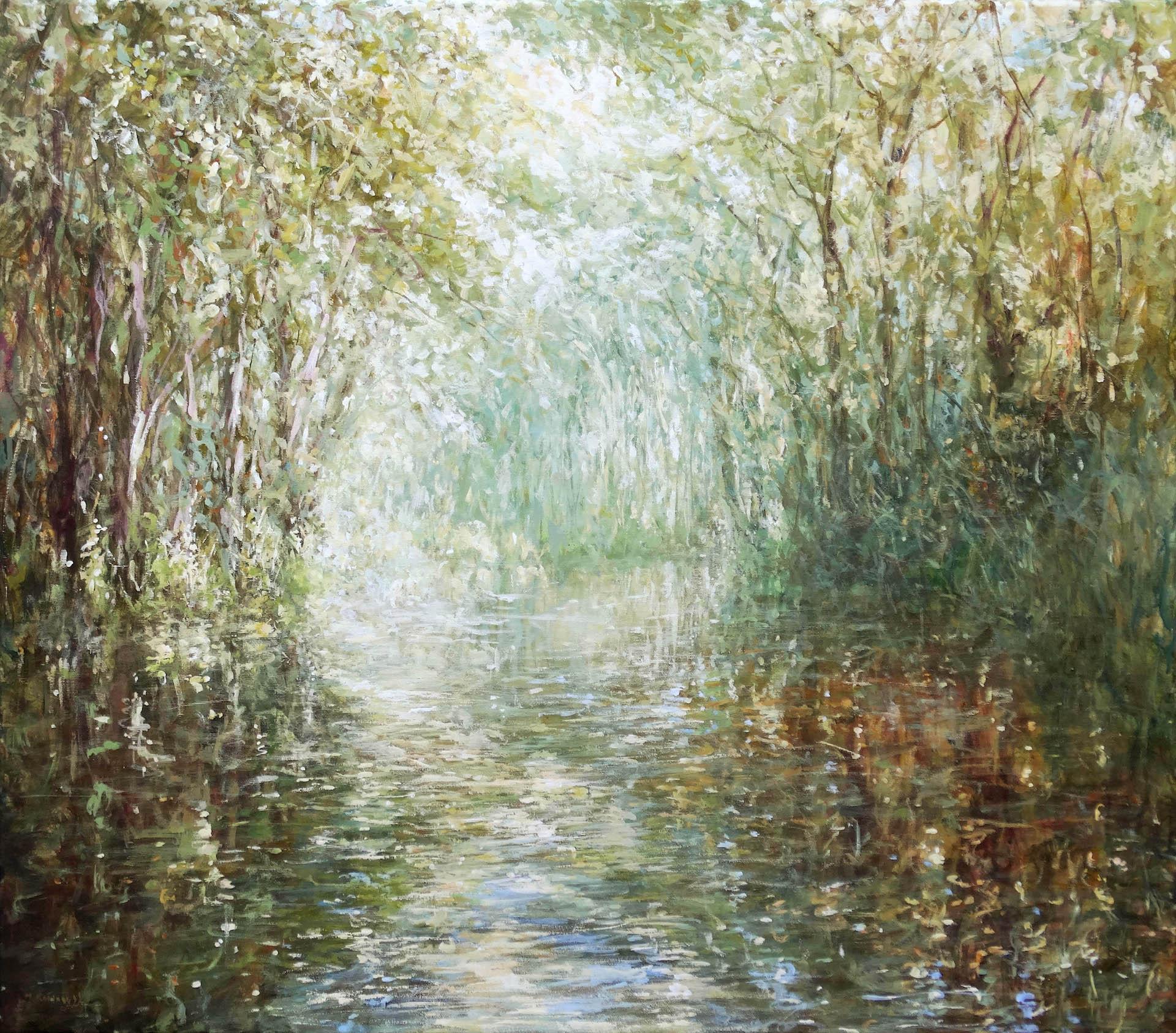 Mariusz Kaldowski
Forest River
Original Painting
Acrylic Paint on Canvas
Sold Unframed
Framed Size: H 80cm x W 90cm
Please note that in situ images are purely an indication of how a piece may look.

Forest River is an impressionistic depiction of a