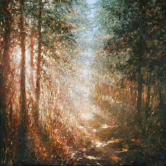 Secret Path, Mariusz Kaldowski, Oil on Canvas, Forest Art, Original Landscape