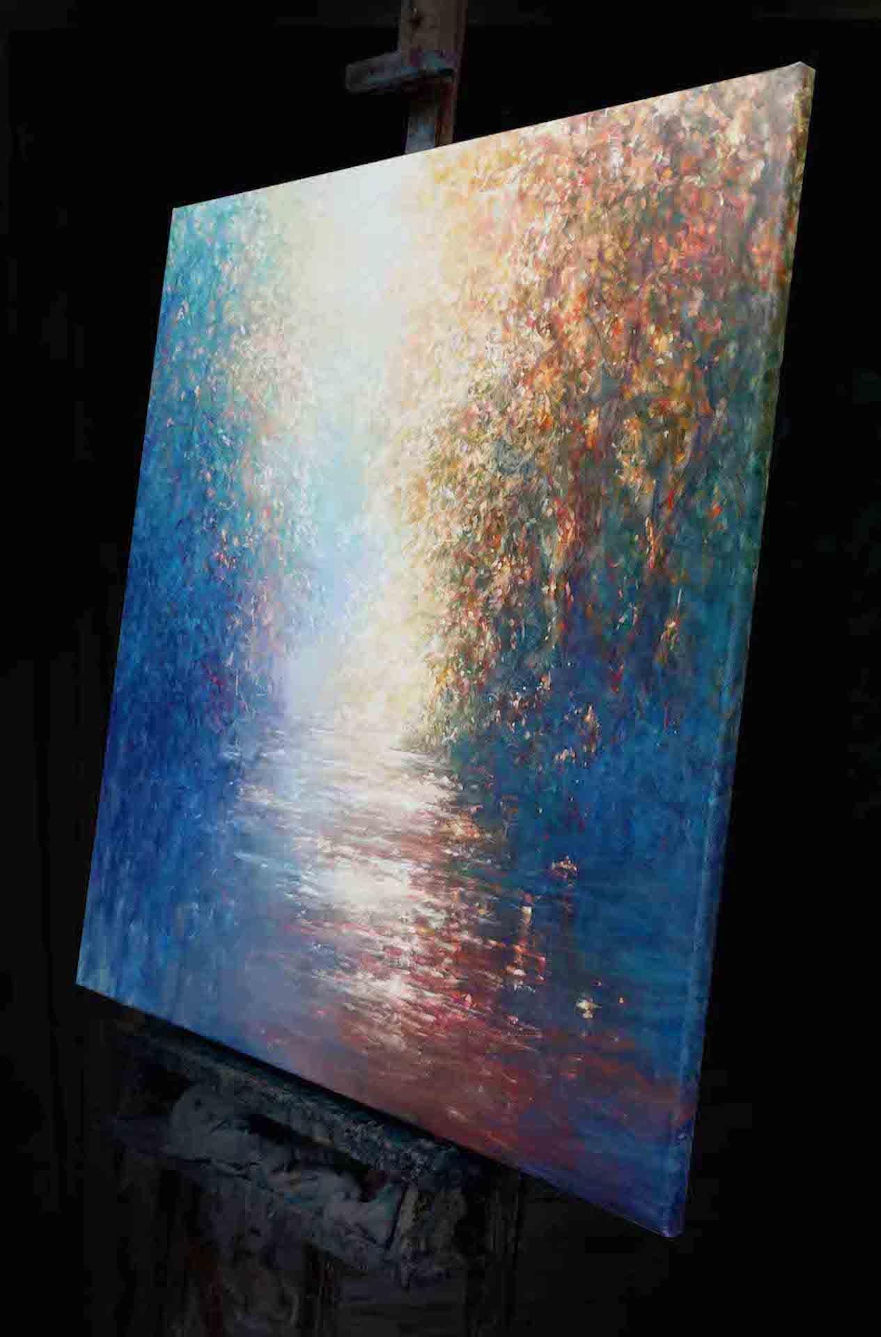 River secrète, peinture de paysage impressionniste abordable, peinture de printemps - Impressionnisme Painting par Mariusz Kaldowski