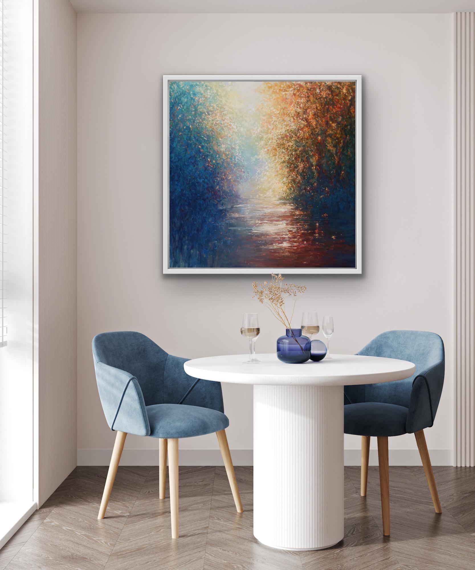 Río secreto es un cuadro original de Mariusz Kaldowski. Una atmosférica pintura original de un río forestal. Este cuadro continúa por los lados, como se muestra, listo para colgar.
Mariusz Kaldowski está disponible en Wychwood Art en línea y en