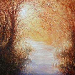 Siesta de Septiembre, Pintura de Paisaje de Estilo Impresionista, Obra de Arte Forestal