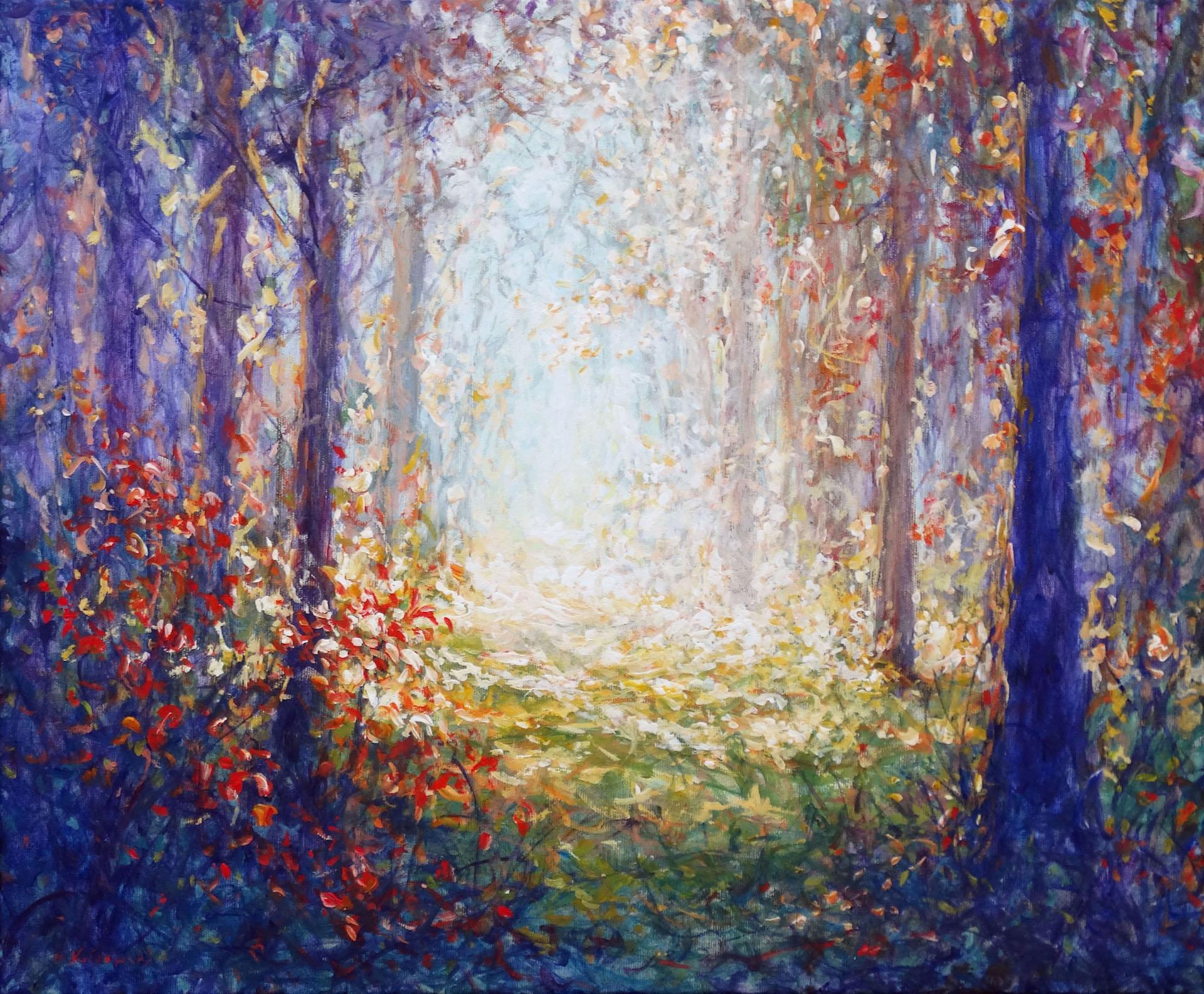 Mariusz Kaldowski, Walk in the Woods, Original Affordable Landscape Painting For Sale 1