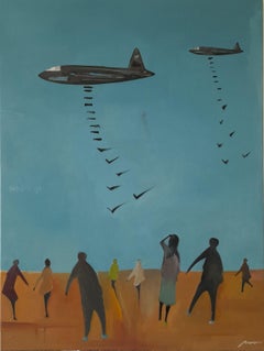 Bombs birds of freedom, Painting, Oil on Canvas