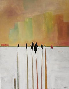 Rainbow city, Painting, Oil on Canvas