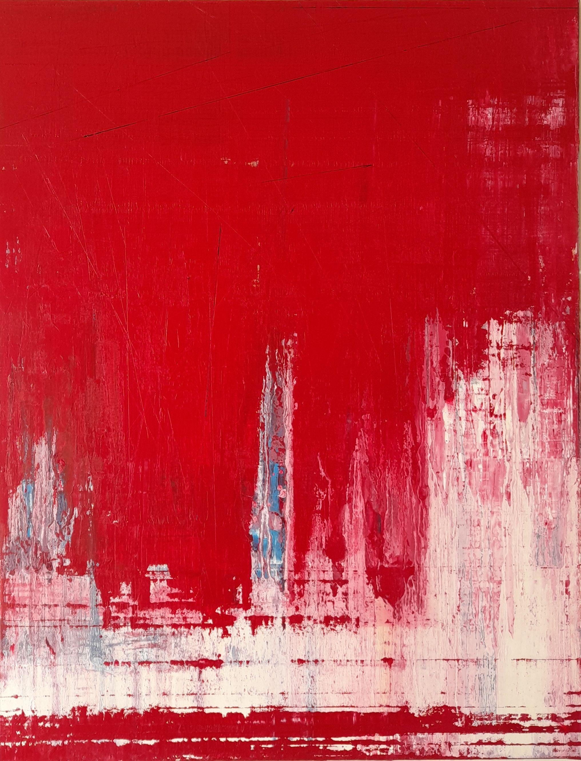MARIUSZ  MAKULA Abstract Painting - Red Lava, Painting, Oil on Canvas