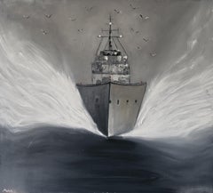 Ship in the fog, Painting, Oil on Canvas