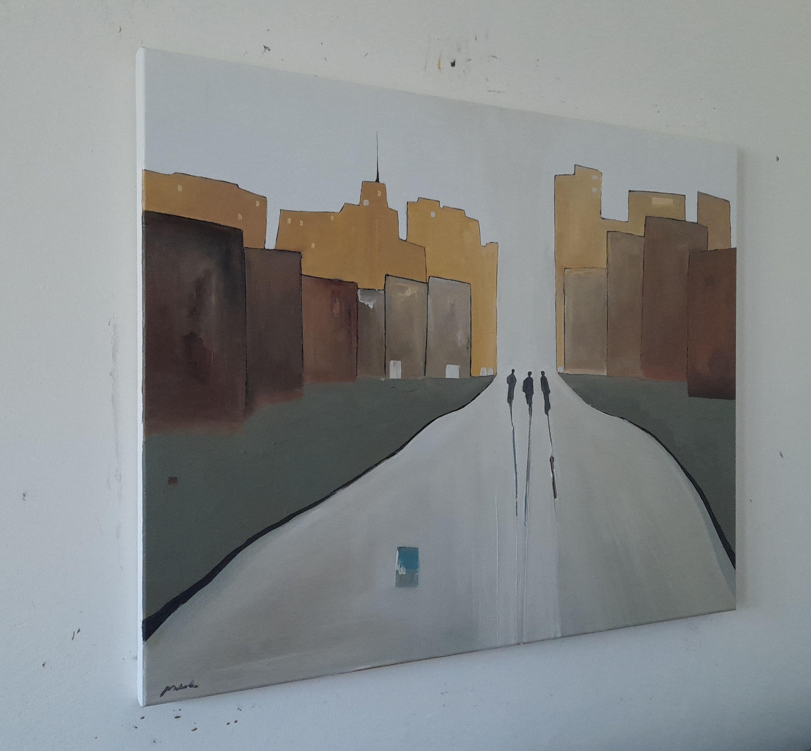 Streets of Northern City, Painting, Oil on Canvas For Sale 1