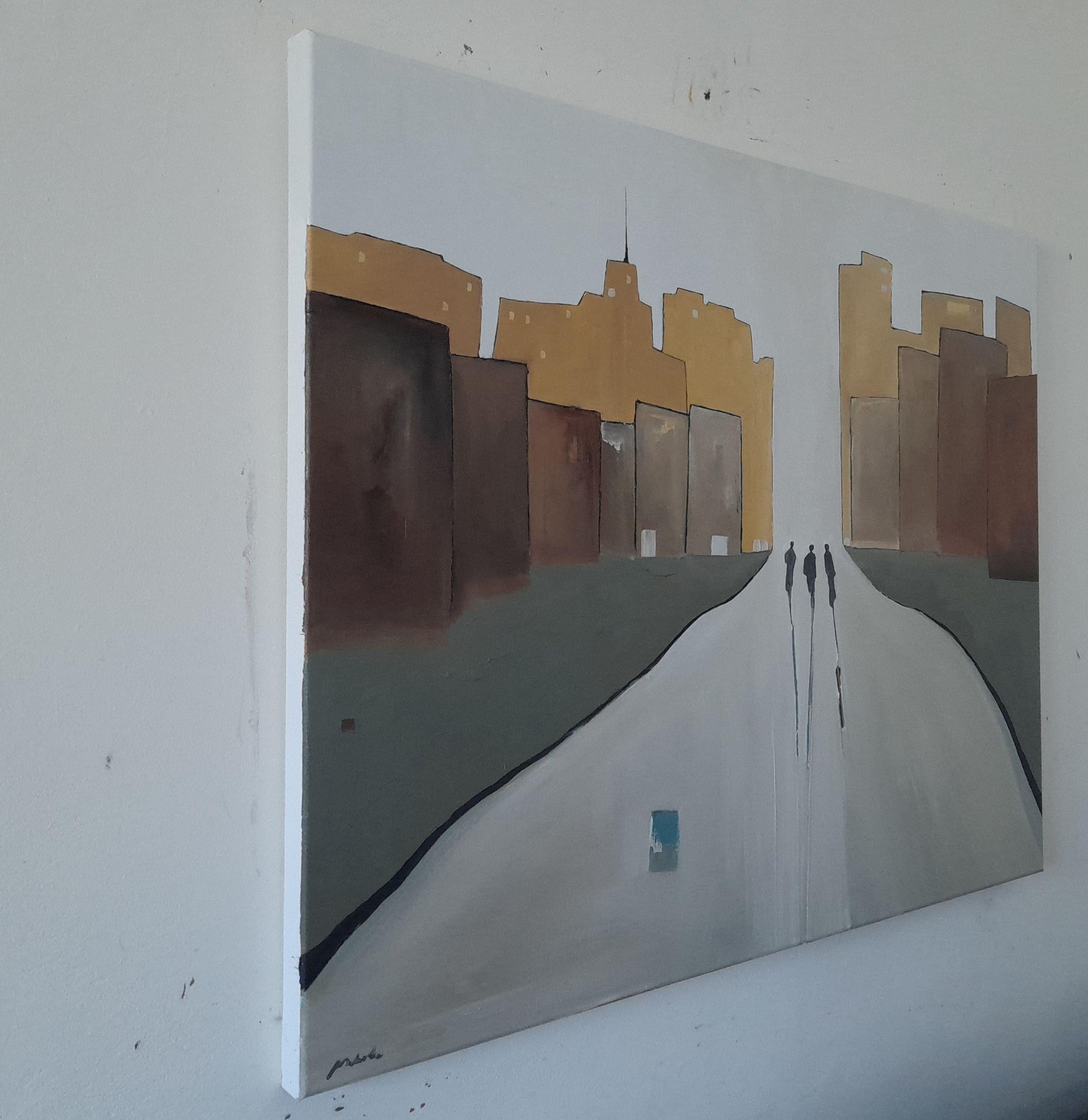 Streets of Northern City, Painting, Oil on Canvas For Sale 2