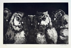 Dialogue Nocturne, Owls in a night time discussion by Marjan Seyedin