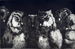Dialogue Nocturne, Owls in a night time discussion by Marjan Seyedin