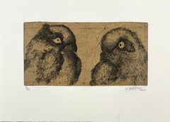 Discours D'oiseaux #3, etching of birds by Marjan Seyedin