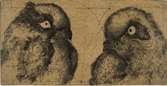 Discours D'oiseaux #3, etching of birds by Marjan Seyedin