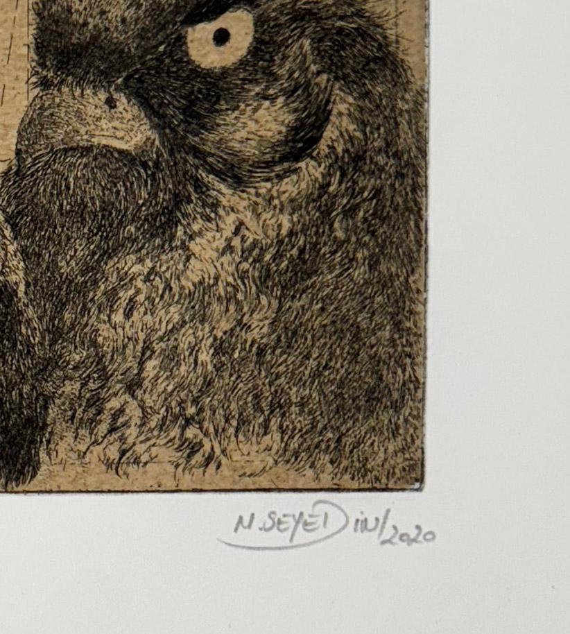 Discours D'oiseaux #5, grabado humorístico de pájaros en discusión por Marjan Seyedin en venta 4