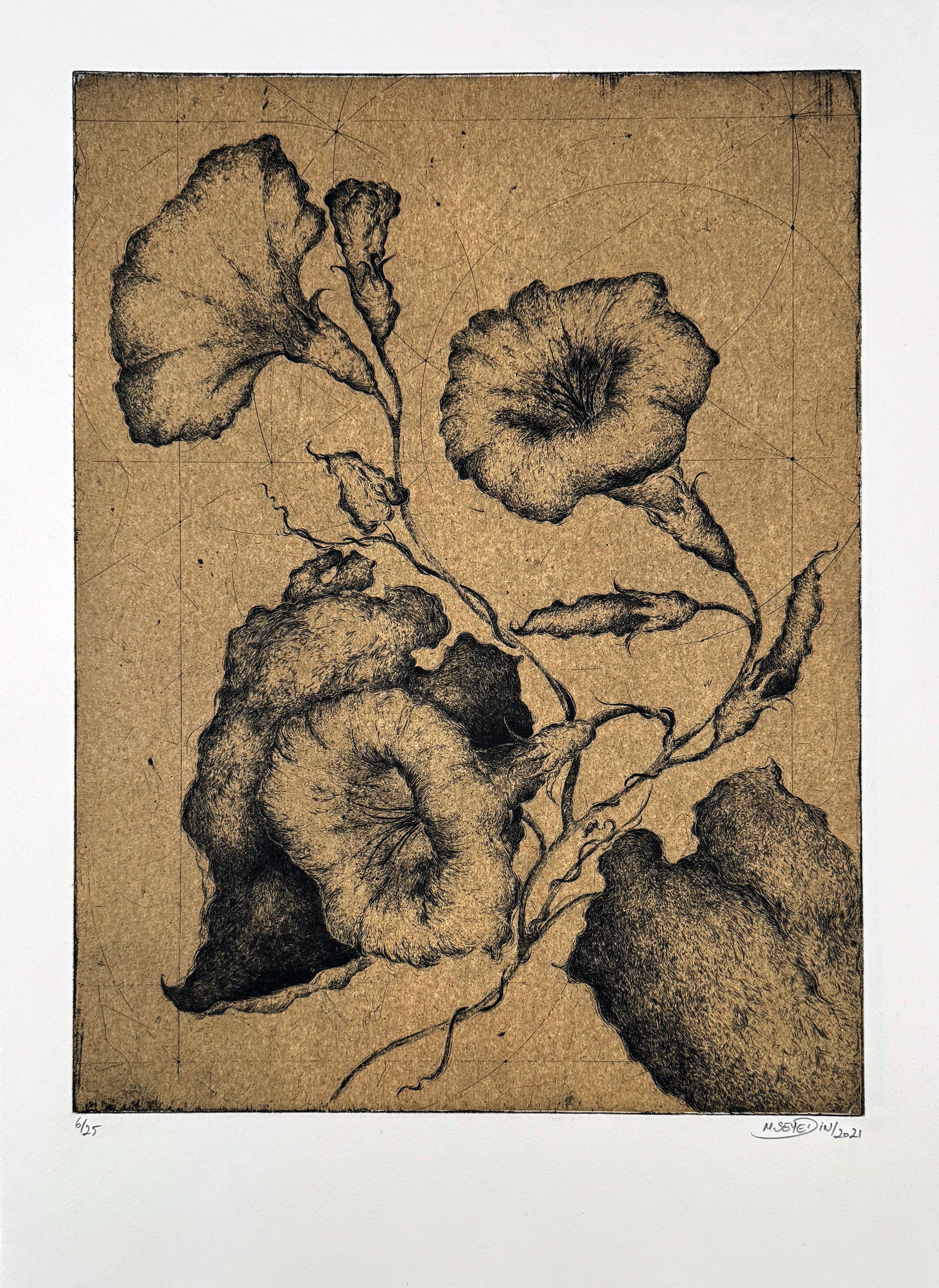 Fleurs #1 - Ipomée (patate douce), une de 4  fleurs de Marjan Seyedin en vente 1