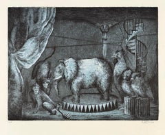 Odyssey de l'éléphant n°1, rehaussée de gouache de Marjan Seyedin