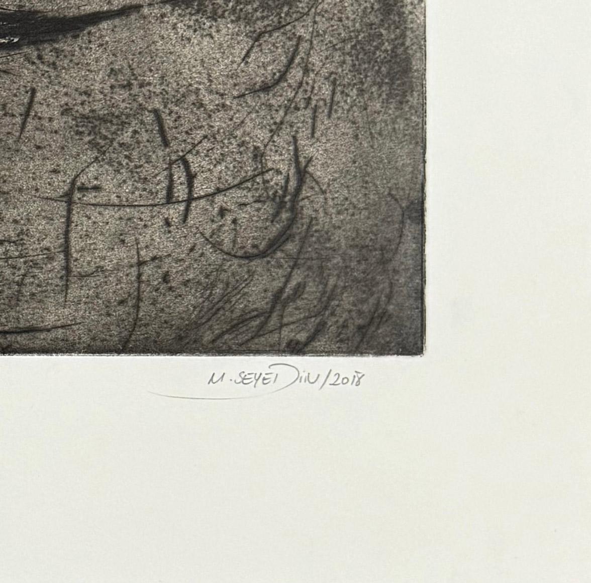 Poisson #5, etching of a fish by Marjan Seyedin For Sale 2