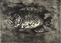 Poisson #5, etching of a fish by Marjan Seyedin