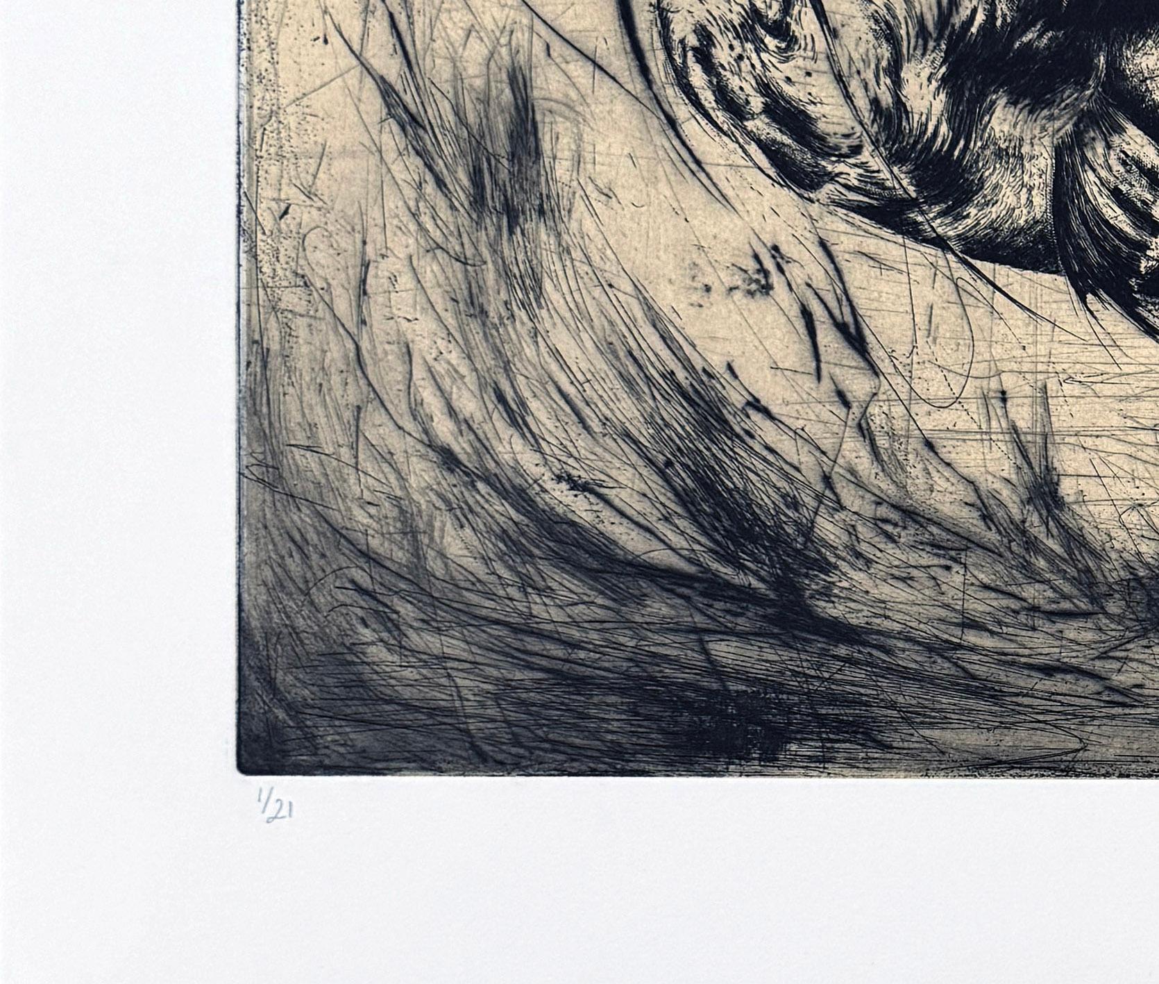 Poisson #6, etching of a fish by Marjan Seyedin For Sale 3