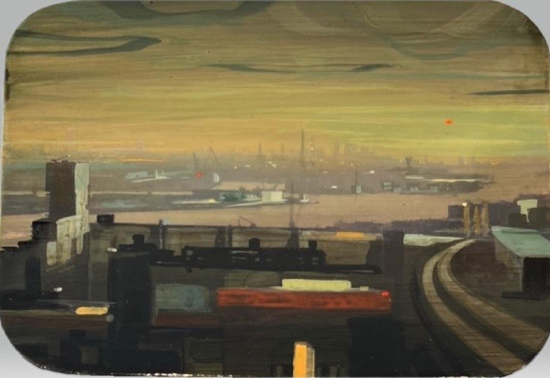 City Scape II Acrylic Paint on Panel In Stock