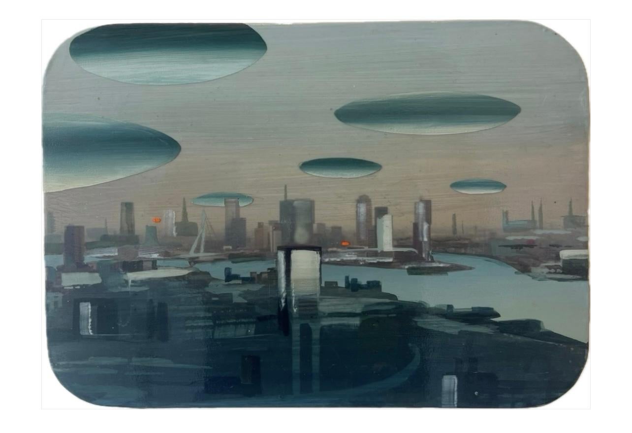 Landscape Painting di Marjolein van Haasteren - City Scape III Acrilico su pannello In magazzino