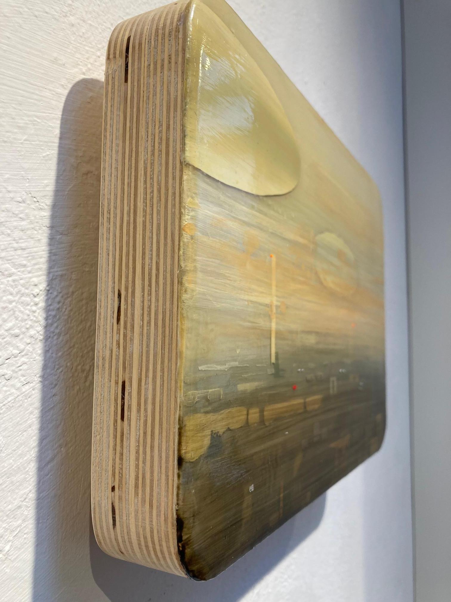 Peinture acrylique sur panneau City Scape IV, en stock - Contemporain Painting par Marjolein van Haasteren