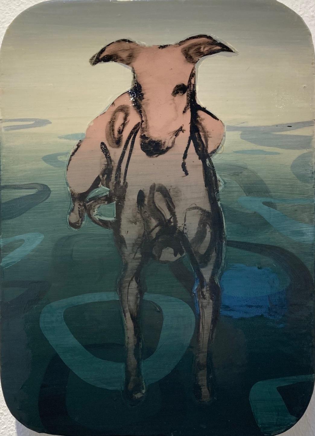 Animal Painting Marjolein van Haasteren - Dogs Life II acrylique sur panneau chien animal en stock