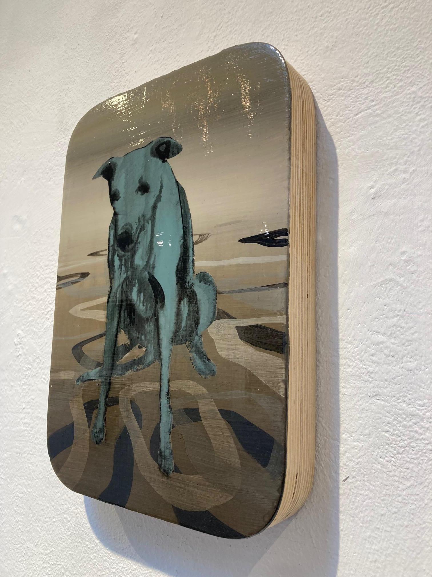Dogs Life III acrylique sur panneau chien animal en stock - Contemporain Painting par Marjolein van Haasteren
