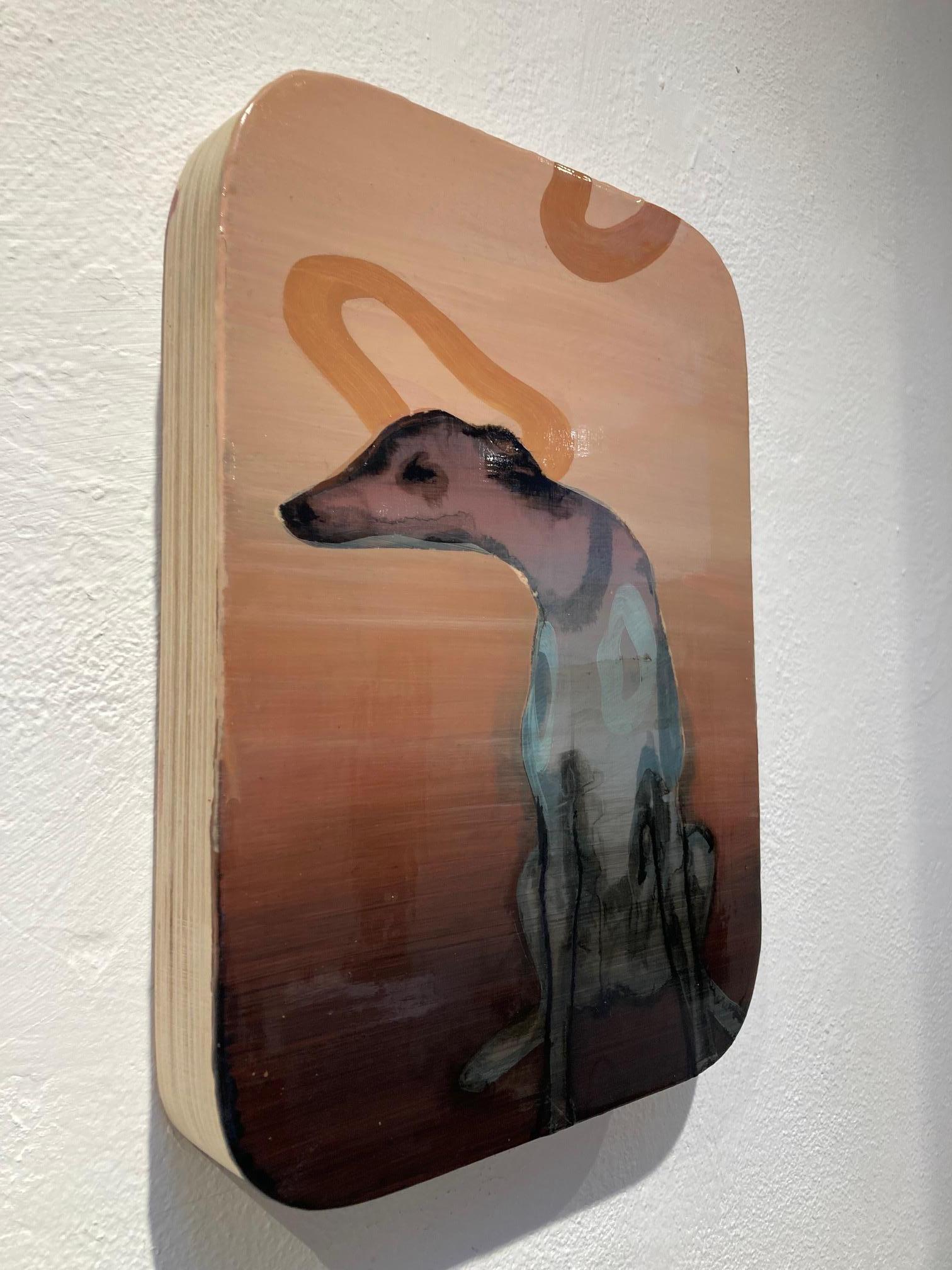 Hound Dog Acrylic Paint on Panel Dogs Life In Stock - Contemporary Painting by Marjolein van Haasteren