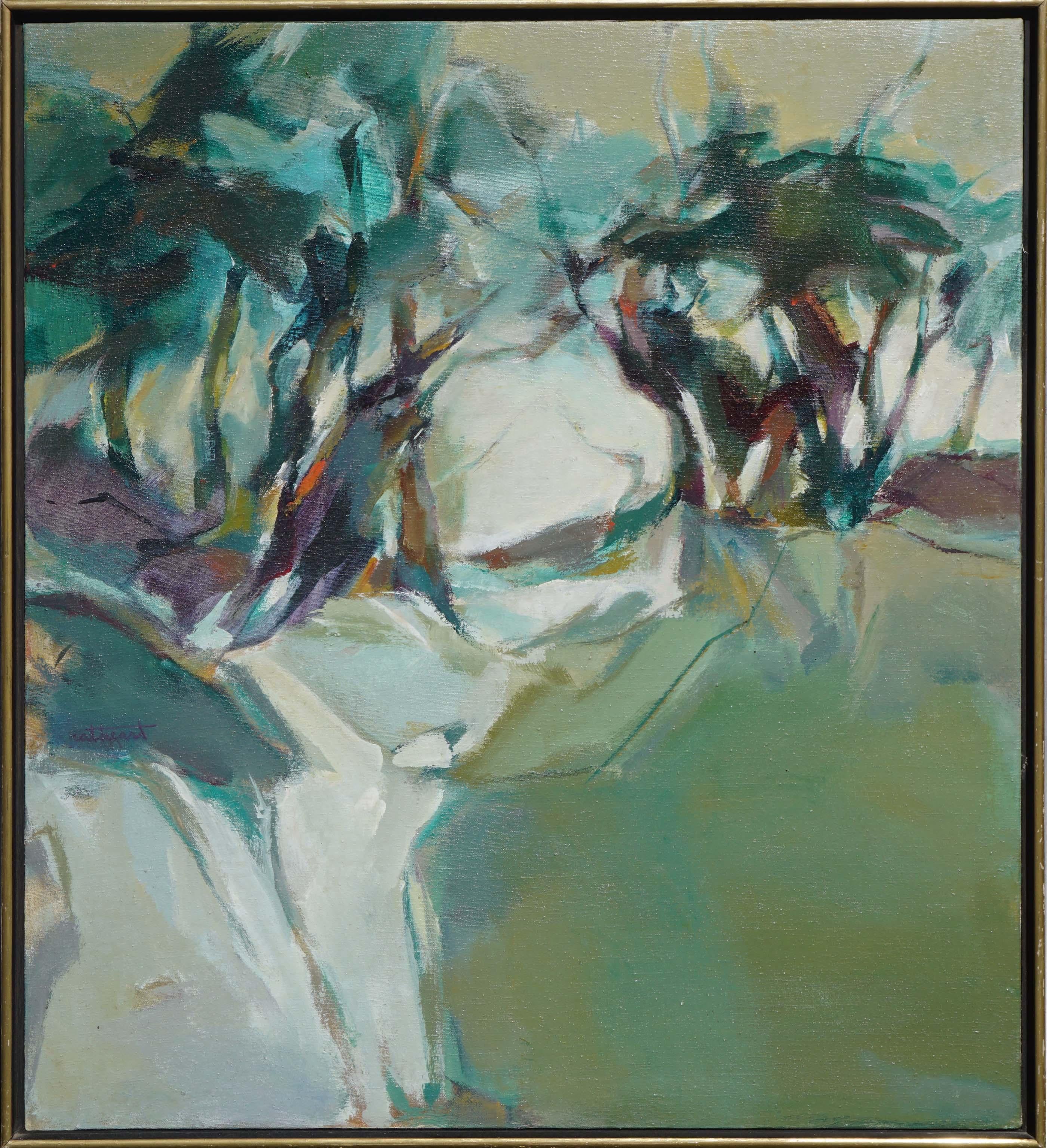 Marjorie Cathcart Landscape Painting - Abstract Treescape Landscape Berkeley School Abstract Expressionist 
