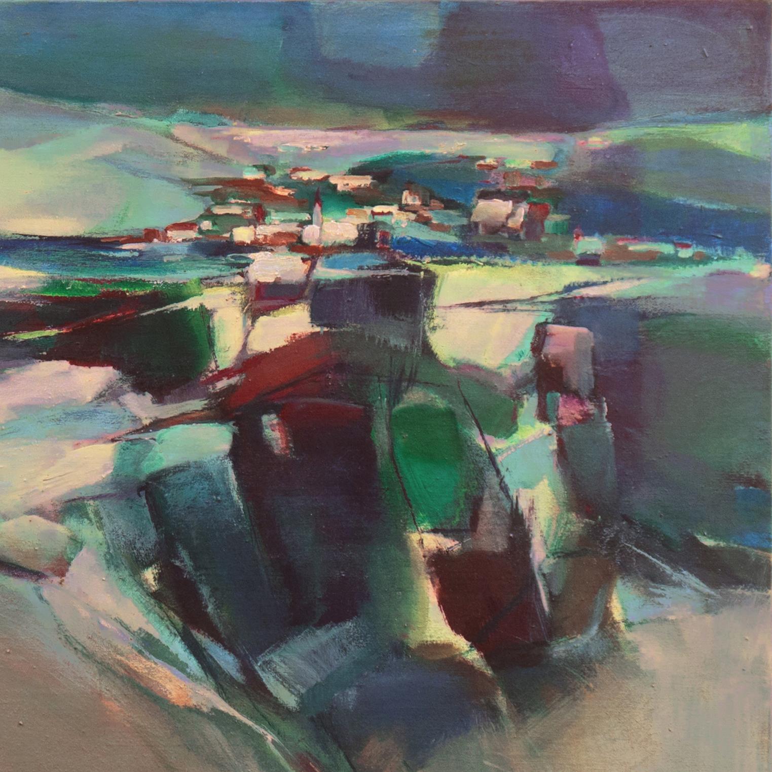 « Paysage de l'Alpine », Abstraction de la baie, Femme moderniste du milieu du siècle, CCAC en vente 2