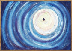 Space - Blue, White and Purple Abstract Oil Painting By Marjorie Chambers