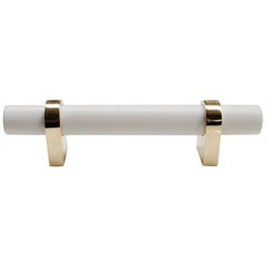 Marjorie Door/Appliance Pull, White Baked Enamel and Polished Brass