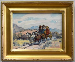 Used "HAPPY STAGING" STAGECOACH FRAMED 18.5 X 22.5