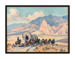 Marjorie Reed Original Oil Painting On Canvas Board Signed Stagecoach Western