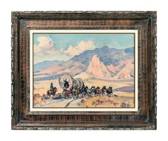 Vintage Marjorie Reed Original Oil Painting On Canvas Board Signed Stagecoach Western