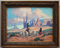 Vintage "VALLEY OF THE MONUMENTS" NAVAHO SHEEP HERDERS FRAMED 23.25 X 29.25